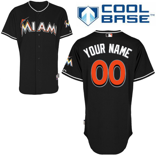 Customized Youth MLB jersey-Miami Marlins Authentic Alternate 2 Black Cool Base Baseball Jersey